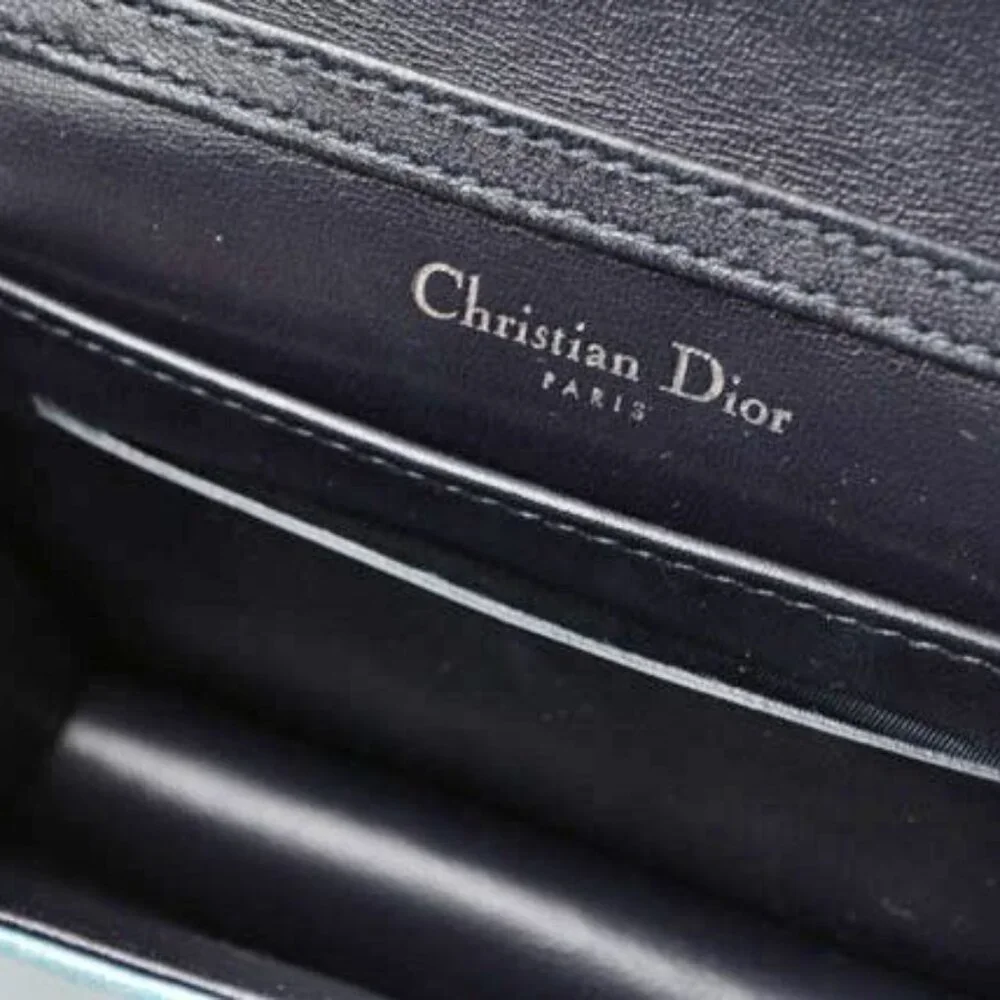 Christian Dior Chain Pouch Chain Mini Wallet Patent Leather